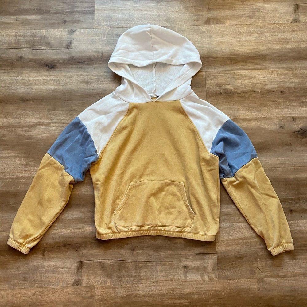 cropped color block hoodie